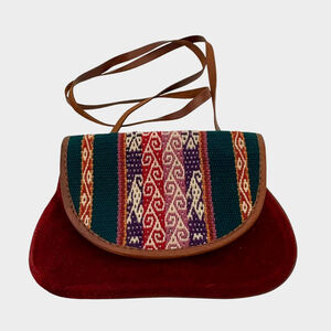 Aliento Designs Red Suede Crossbody Purse Vintage